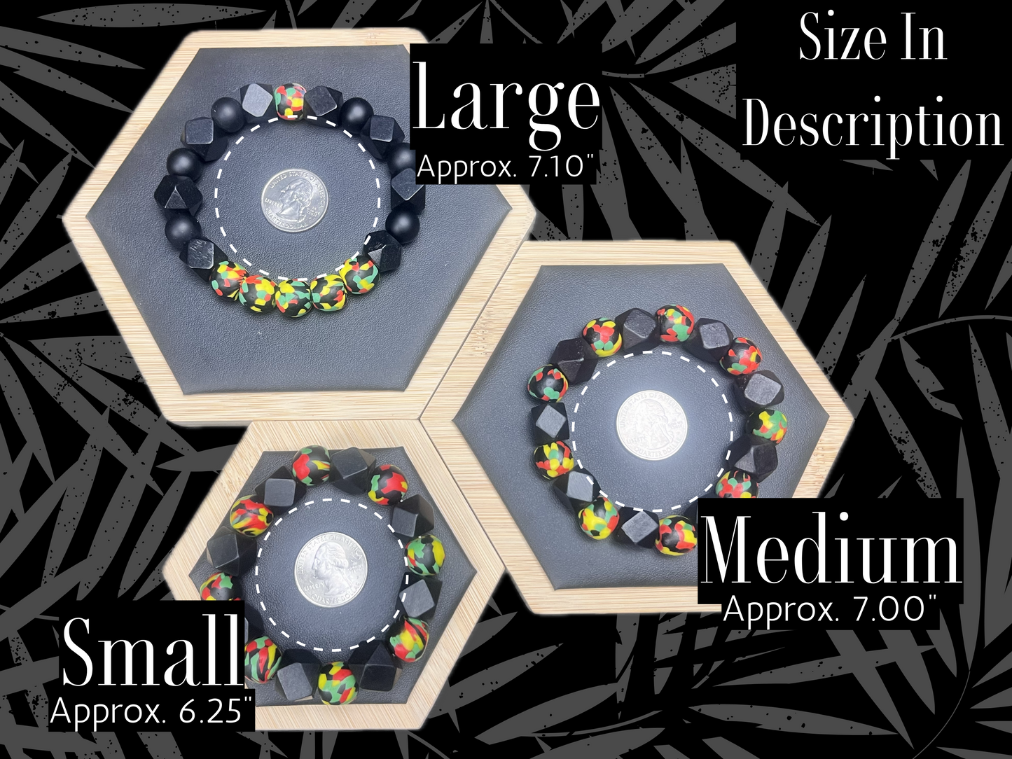 Black and Yellow African Glass Bead Bracelet Set, Handmade, Chunky, Hex/Round, Wood/Glass Beadseads Men/Women